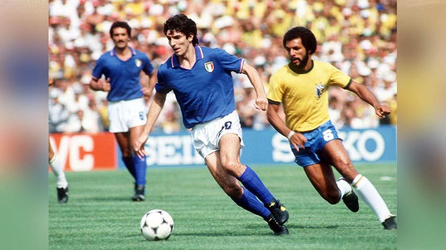 1982: The Paolo Rossi show: In arguably the most eulogised hat-trick in World Cup football, Paolo Rossi, fresh off a four-year ban for illegal betting, single-handedly annihilated a Brazilian defence considered to be the only weak link in the nation’s best-ever side to never become world champions. A powerful header, an edge-of-the-box smash and a precise strike from close range made up Rossi’s treble on the day, which secured a 3-2 win for Italy en route to their first world championship in 44 years