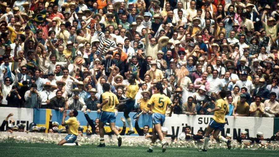 1970: The zenith of ‘joga bonito’: When Carlos Alberto put his foot through a delicately weighted through-ball from Pele to put Brazil 4-1 up against Italy in the final in Mexico City, it marked the culmination of the most gorgeously assembled team goal at a World Cup. Practically every Brazilian outfielder had touched the ball in the build-up, showcasing poise, panache and, of course, perfect technique. Their captain’s finish at the end put the cherry on top of the cake
