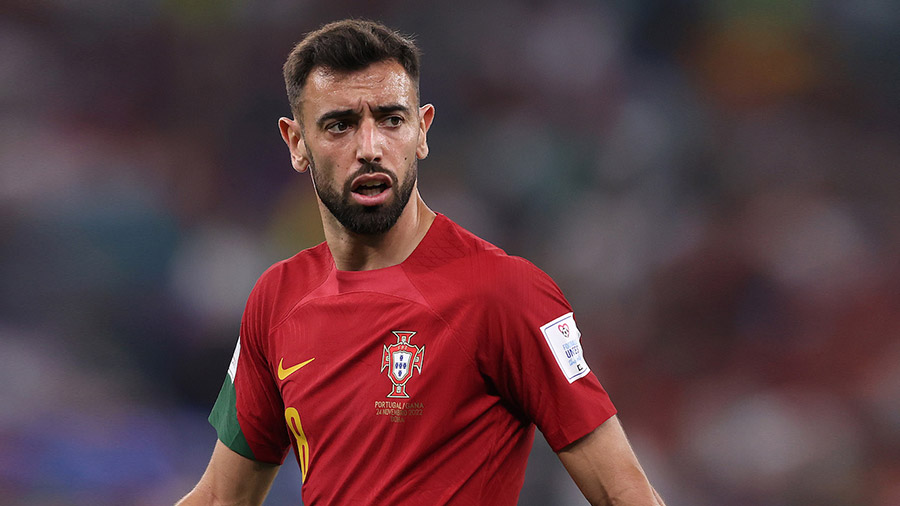 Right-central midfield: Bruno Fernandes (Portugal) — In retrospect, Portugal fans may look upon their win against Uruguay as the moment the baton of MVP passed on from Cristiano Ronaldo to Fernandes. Portugal’s midfield general displayed his enduring class as well as his work rate by popping up practically everywhere in the middle and final thirds. Most importantly, he was on the scoresheet twice
