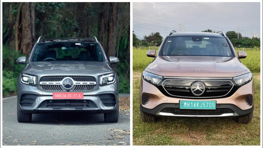 The GLB and EQB have similar underpinnings and that is evident when the SUVs are viewed in profile. Front on, however, the difference is clear with the EQB sporting the simple smoothness typical of electrics, while the GLB is sort of a bit more complicated.