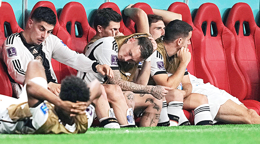 German subs on the bench after being knocked out.