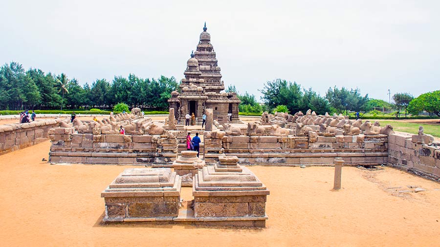 The beautiful stone structures around the temple