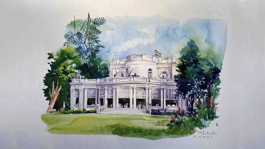 A watercolour illustration of the club found in the cookbook