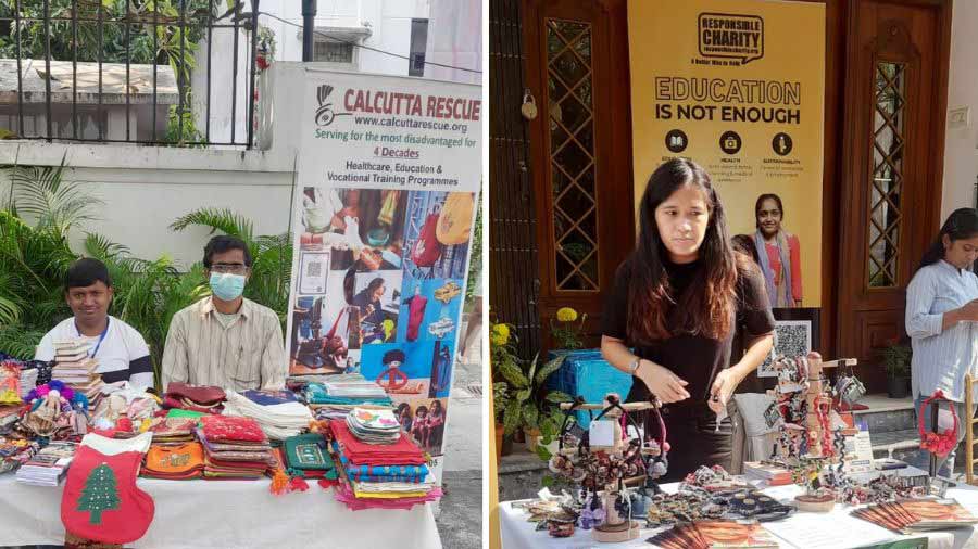Stalls by Calcutta Rescue and Responsible Charity