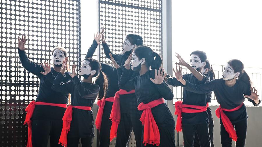 At the launch, there was a mime performance