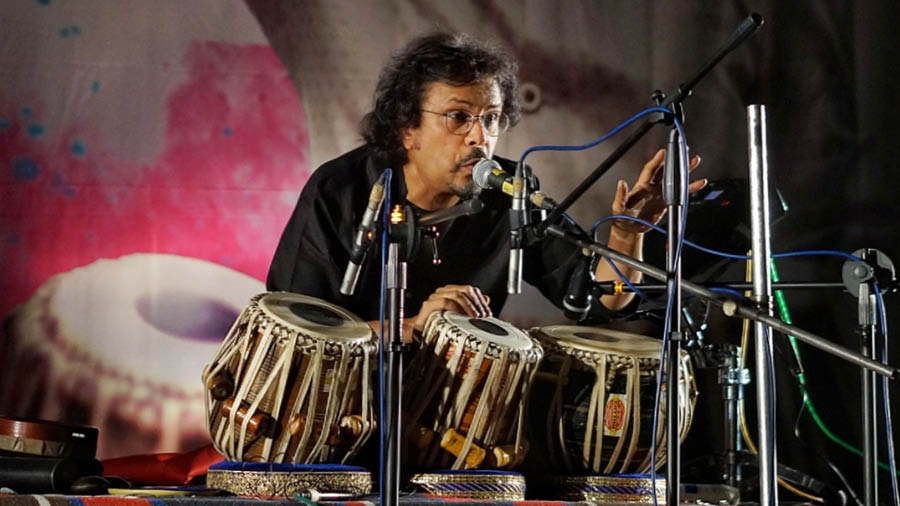 Bickram Ghosh channelised the energy of hundreds of children into creating music at Society City International School