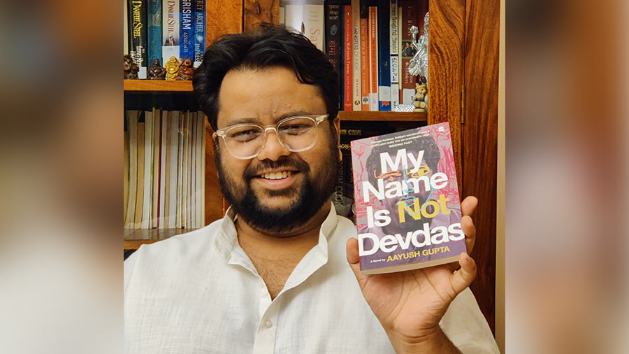 Author Aayush Gupta with his book 'My Name is Not Devdas'