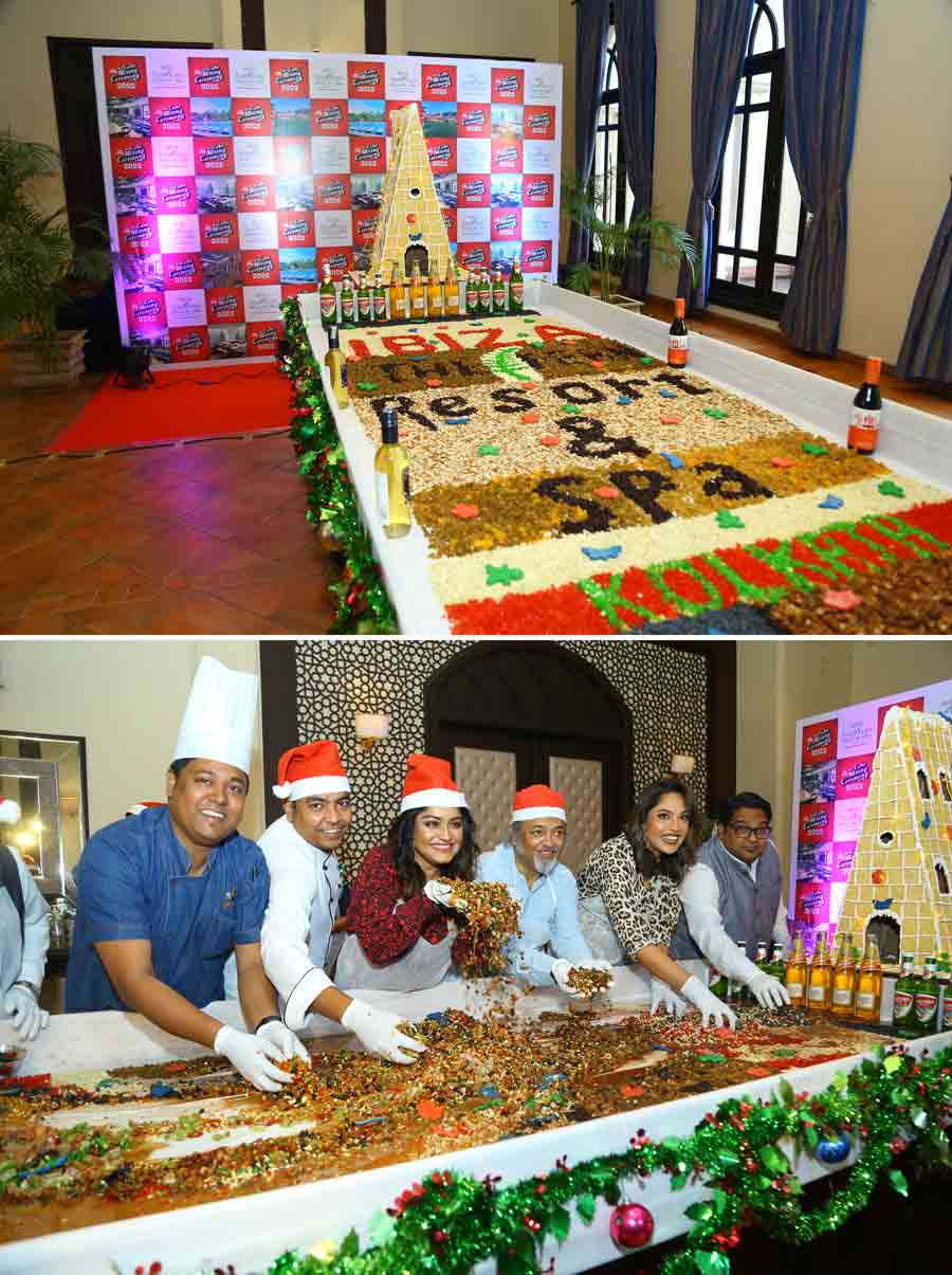 Kolkata, West Bengal, India. 2nd Nov, 2022. Cake mixing ceremony, large  number of people participate to mix cake ingredients together. People from  all walks of life come together to ring in the