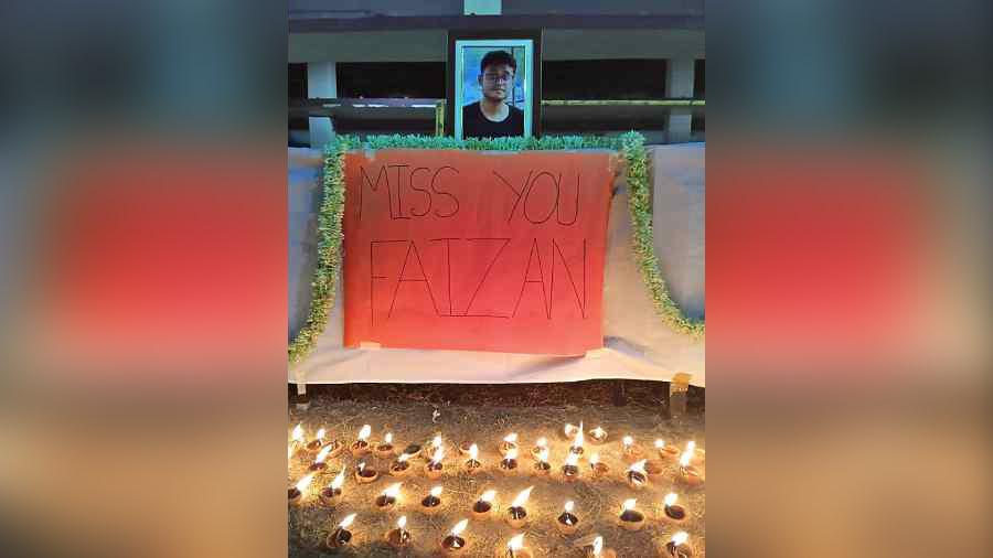 Students’ tribute to Faizan Ahmed at IIT Kharagpur’s Lala Lajpat Rai Hall of Residence on Diwali