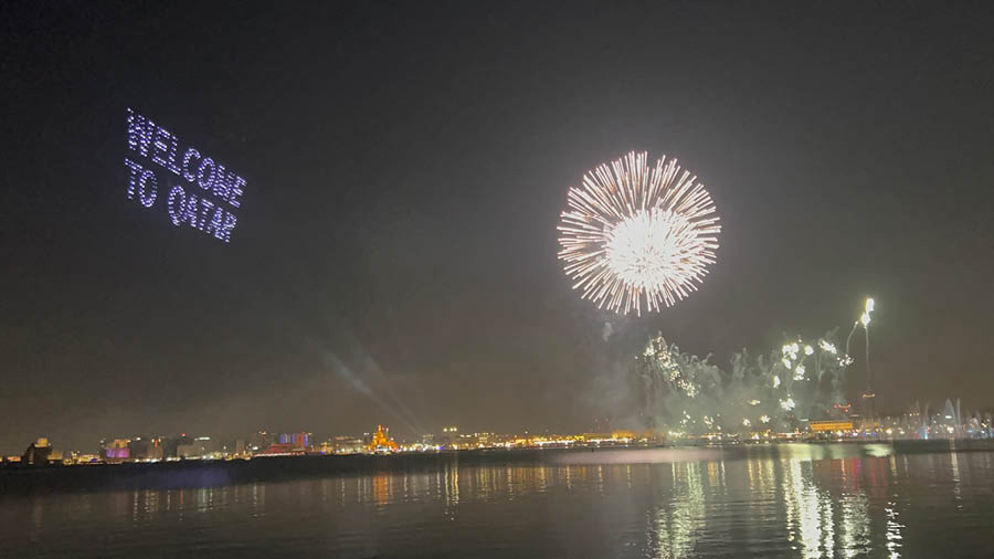 Fireworks as seen from the Al Corniche promenade on the inaugural evening on November 20 