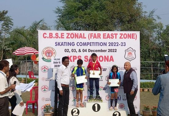 Aarohi Sarkar of class III has bagged 2 GOLD in the CBSE Zonal Skating Championship, in the 300 & 500 Metre Race, Under 10 Girls Inline category
