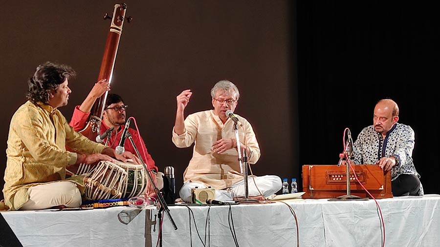 Amit Chaudhuri performs at ICCR, Kolkata, on December 5. With him on the harmonium was Hiranmay Mitra and on the tabla, Bivas Sanghai