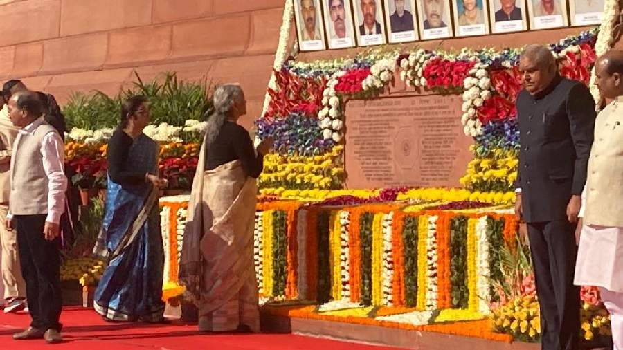 Finance Minister Nirmala Sitharaman during the the tribute paying ceremony. 