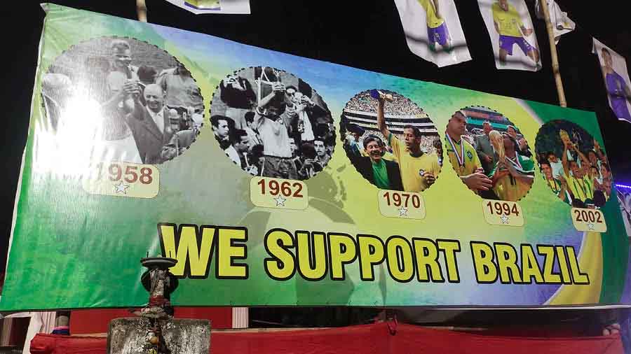 Posters of Brazil are at every nook and corner of Ajay Sanghati Club