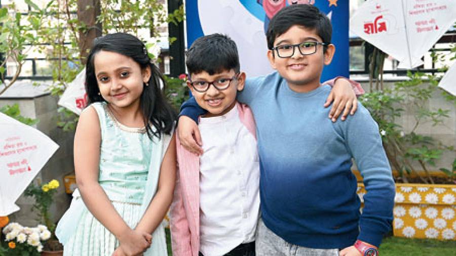 Aritrika, Shreyan and Ritodeep took a break from having fun together to pose for the The Telegraph camera