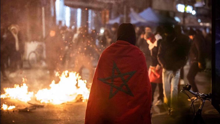 Morocco fans took to the streets in Brussels after the defeat against France