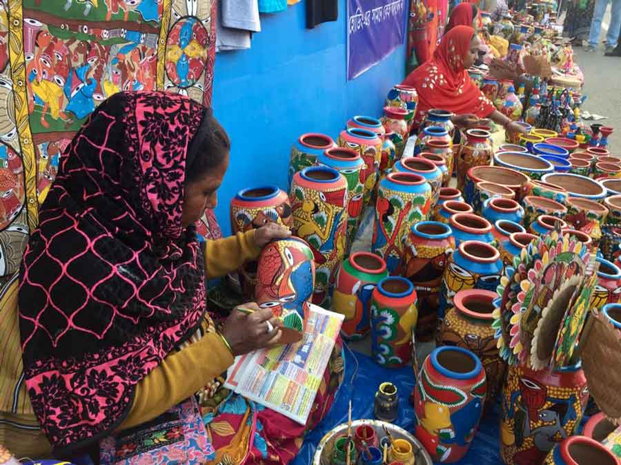 Handicrafts on display at Hastashilpa Mela, the handicrafts fair, at Eco Park. The fair will continue till December 18