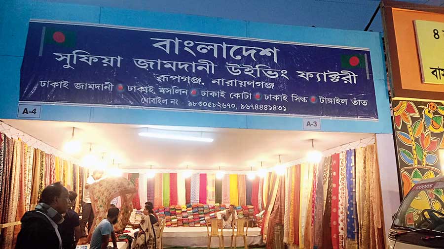A stall selling Bangladeshi saris. 