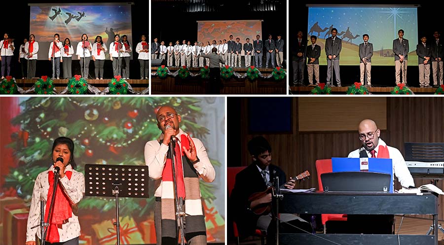 The senior school choir performed “We Three Kings” while the teachers took part in the event by singing “The First Noel.” 