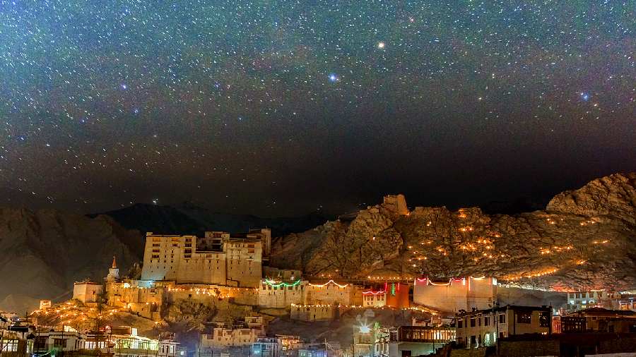 One of the Ladakh nightscape pictures that Dorje Angchuk of the Indian Astronomical Observatory showed during his talk at the Science City auditorium