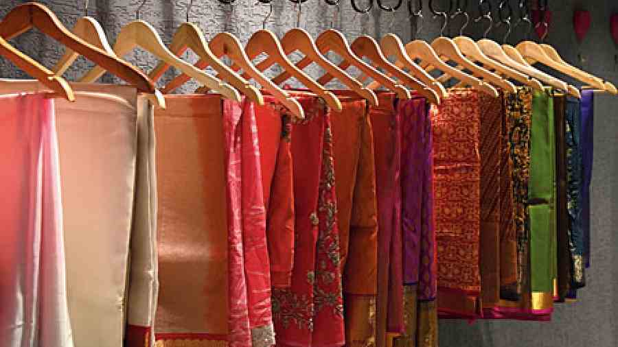 There’s an exclusive range of saris apt for festive and  party wear.