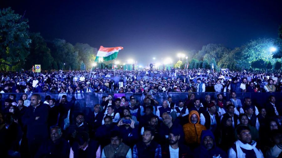 Congress workers and supporters at the event. 