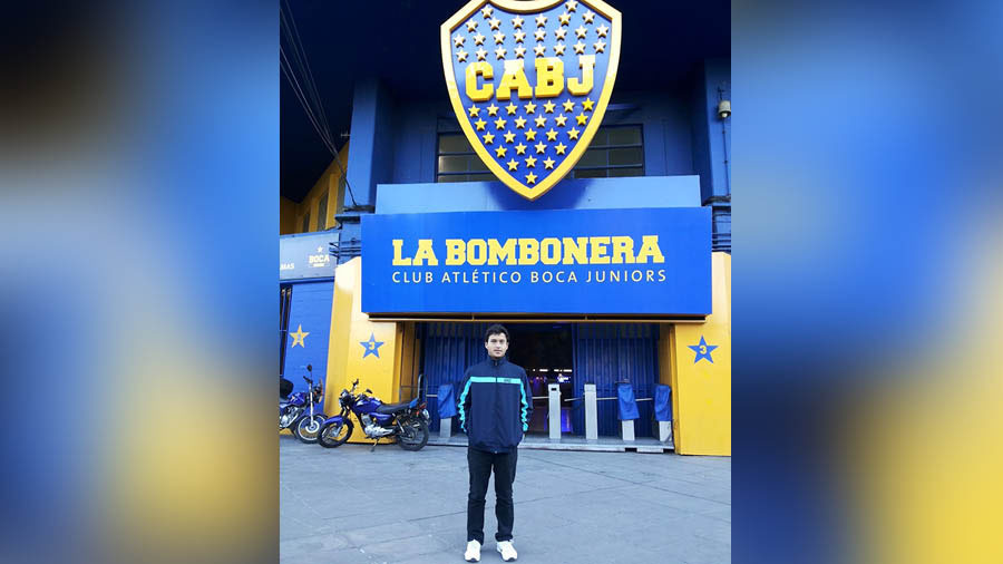 The author during his training stint at Argentine club Boca Juniors 
