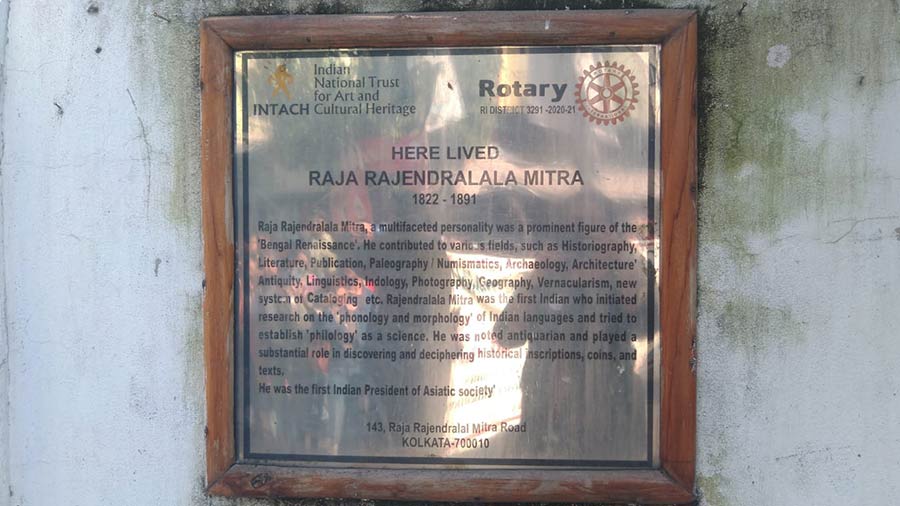 The plaque at Raja Rajendralal Mitra’s house