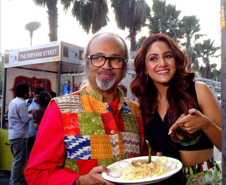 Actor Trina Saha and singer Soumitra Ray at the inauguration of Bar-B-Q, the 'biryani' and kebab festival at Acropolis Mall