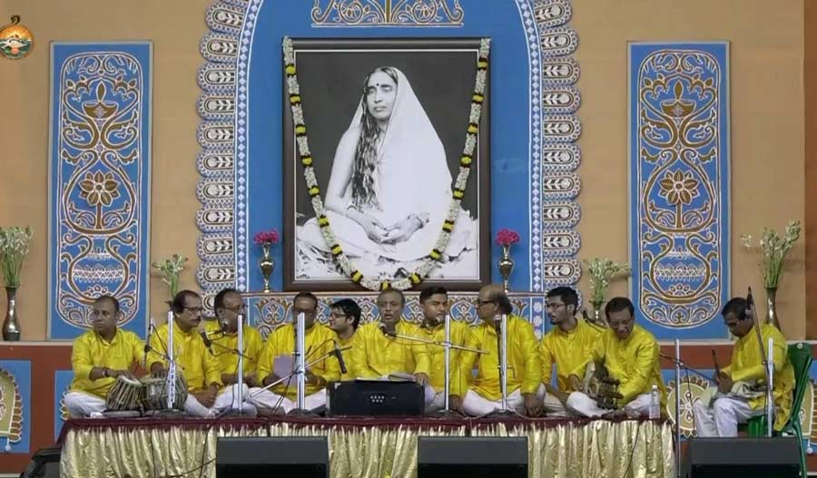 Devotional songs being presented at Belur Math on the occasion of Sarada Devi’s ‘janmatithi’ (according to the lunar calendar) on December 15, Thursday. Sarada Devi was born on December 22, 1853 (Agrahayan Krishna Saptami, according to the lunar calendar), in Jayarambati. This year, her ‘janmatithi’ fell on December 15