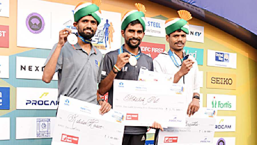 (From left) Kalidas Hirave, Abhishek Pal and Srinu Bugatha