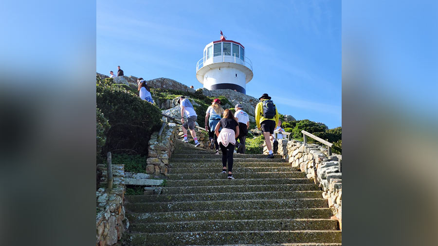 The stairs leading to lighthouse on Cape Point 