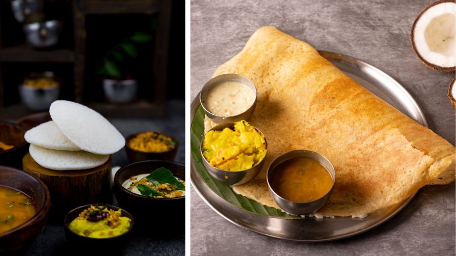 Idli and masala dosa