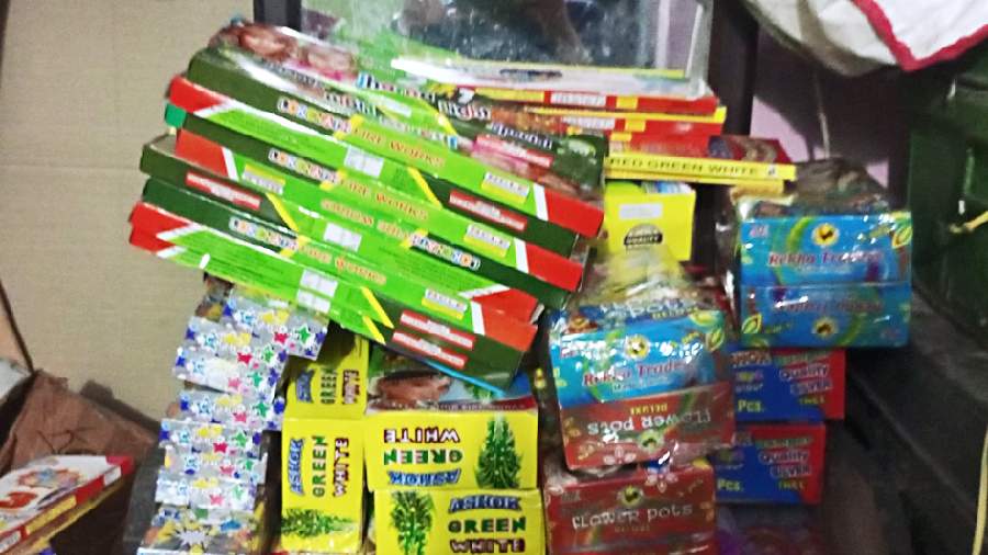 File picture of ‘green firecrackers’ sold in Kolkata recently. Most such crackers were found to be fake by environmentalists
