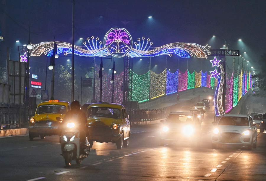 Park Street flyover has been lit up on Wednesday as part of Christmas celebration