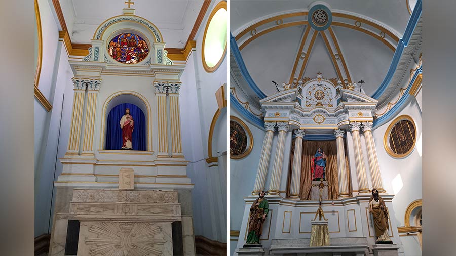 The altar and the statue of Mother Mary 
