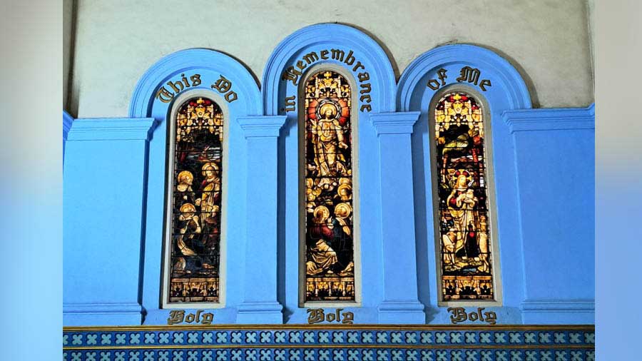 The altar with stained glass