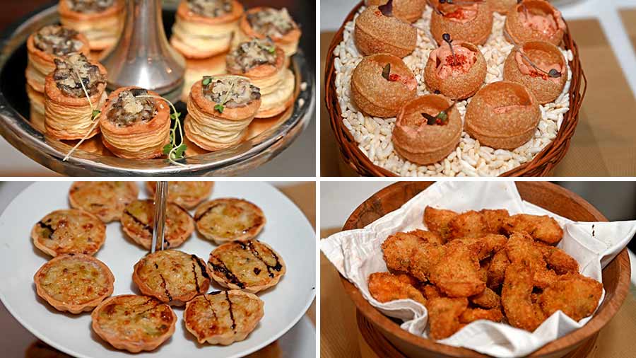 A glimpse of the sumptuous spread of savouries curated by chef Shaun Kenworthy. Guests tucked into prawn cocktail in pastry puff balls, leek and goat cheese quiche, Kolkata fish fry with gondhoraj mayonnaise and more 