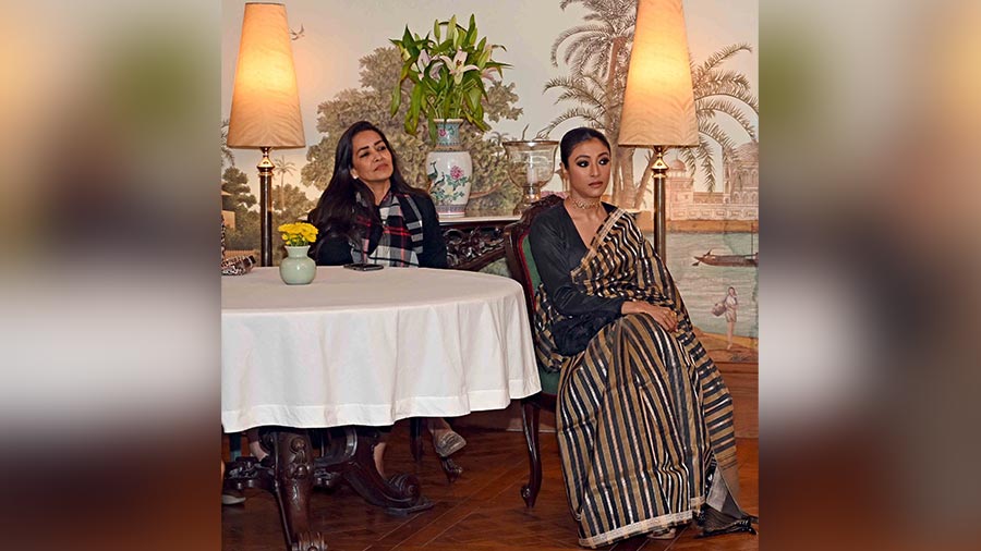 Hotelier and restaurateur Esha Dutta and actor Paoli Dam listen to Roni and Vir speak