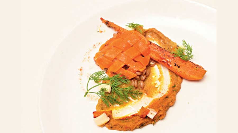 Carrots and Pumpkin came together and created this harmony on the plate with different culinary techniques.
