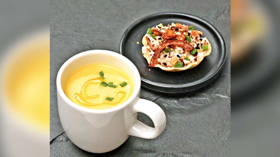 We started our 10-course meal with Corn and Chives that has creamy notes and crunch as well.