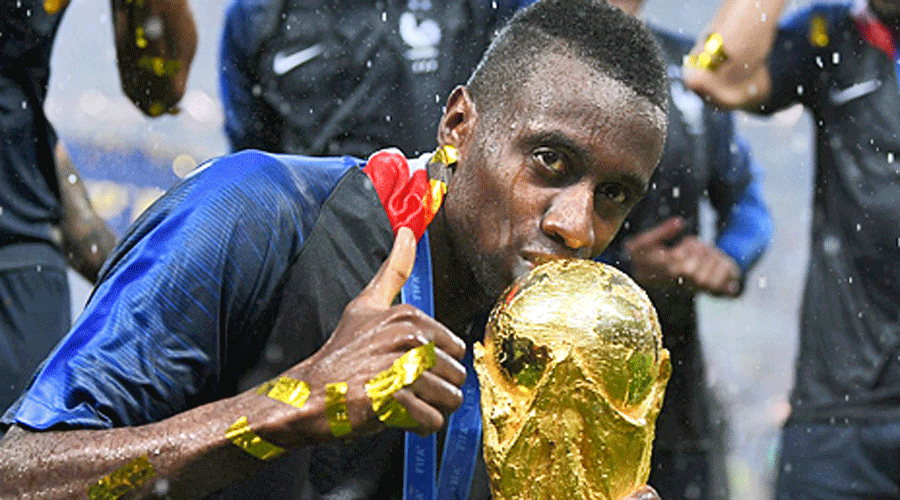 France’s Blaise Matuidi with the World Cup in Moscow in July 2018. 