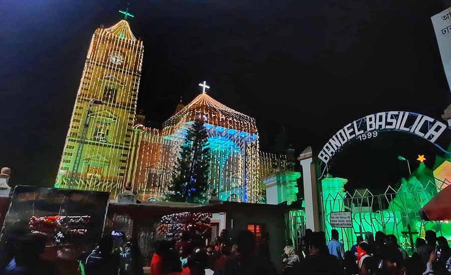 Bandel Church was lit up for Christmas on December 24 after two years