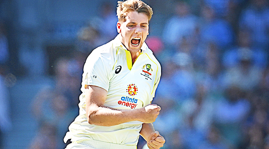 Cameron Green after dismissing South Africa’s Marco Jansen, one of his five wickets, on Day I of the Boxing Day Test between Australia and South Africa at the MCG on Monday.