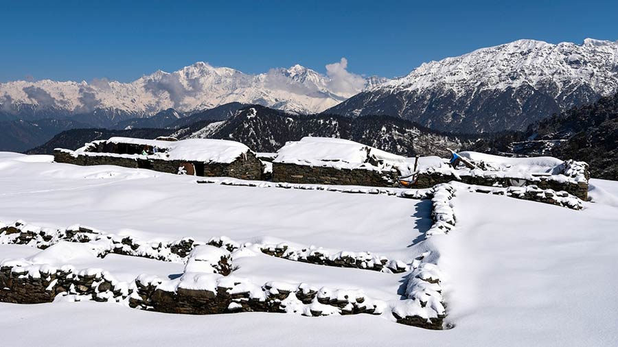 Chopta, Uttarakhand during late winter after snowfall