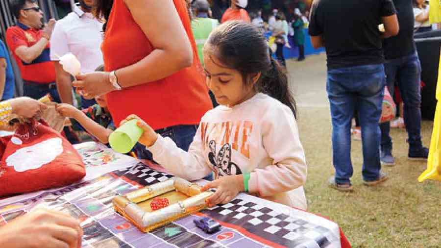 “I like the racing games. I have been here before. I am enjoying the event with my mother,” said Aavya Singhania, who is in KG, La Martiniere for Girls