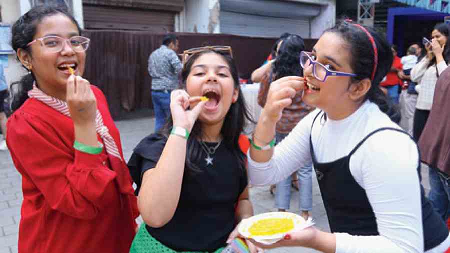 “This is the fifth time I am attending the BRC Christmas carnival. I played almost all the games and especially enjoyed the ziplining and the car dance activities. I won biscuits, soft clay and scratch pads,” said Samaira Sirohia (centre), a class V student of Modern High School for Girls, who was there with her friends