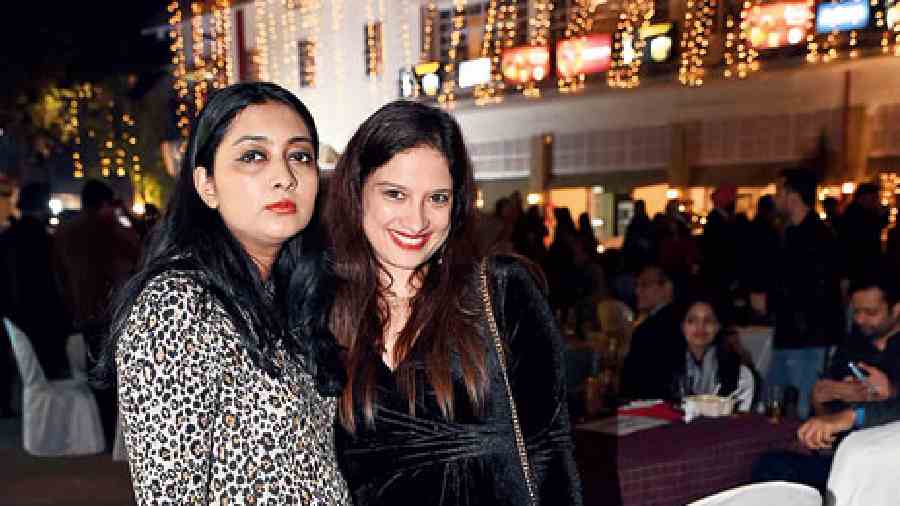 Shalini Golcha followed the trend and dropped at the party in a velvet number, her friend Bhavna Khemka chose an animal-print top. “I loved B Praak’s performance, he added magic to the event,” said Shalini.