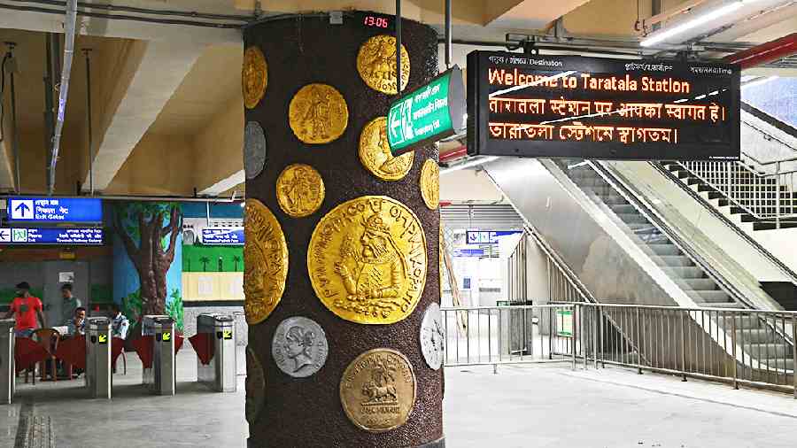 The interiors of the Taratala Metro station on Wednesday, ahead of its inauguration on Friday