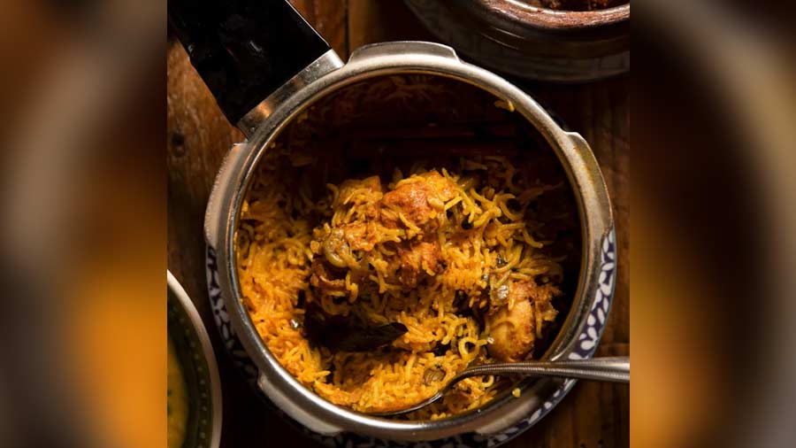 The goat-neck biryani at Dhamaka